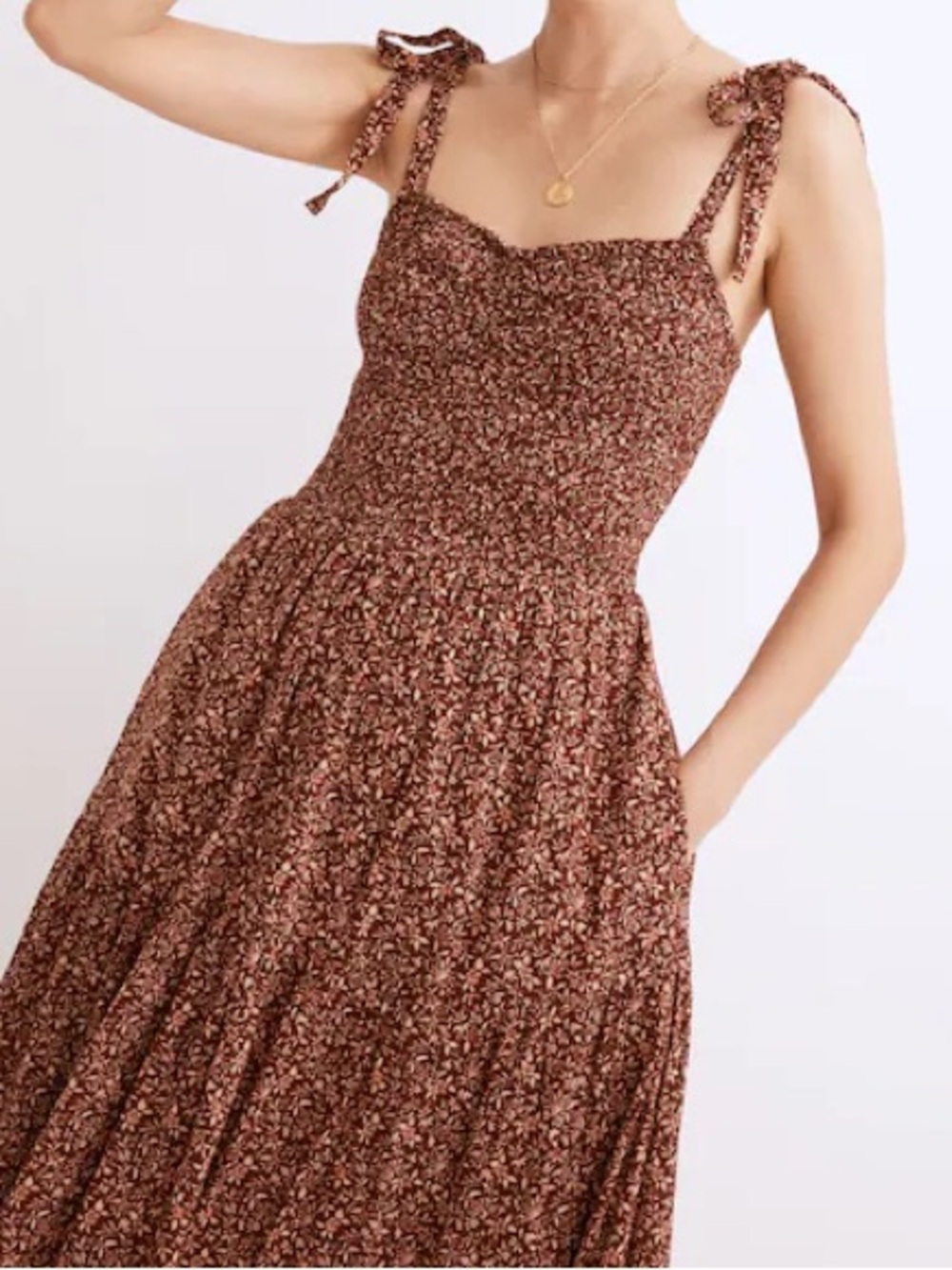 Madewell Lucie Tie-Strap Tiered Midi Dress in Florentine Floral Medium